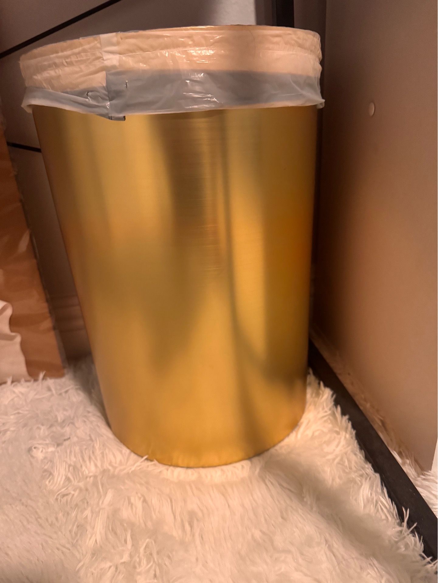 Gold trash can