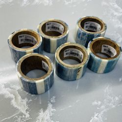 Never used 6 pc Pier Imports Nautical blue & white napkin rings