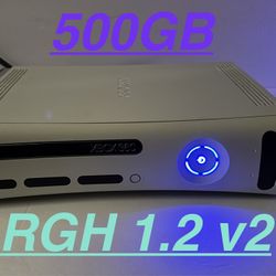 RGH 1.2 v2 Xbox 360 White & Black Console 500GB HDD Blue LEDs