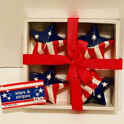 4th of July Stars and Stripes Floating 4 Star Shapes Candles
