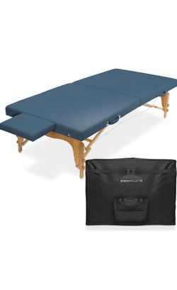 Saloniture Portable Physical Therapy Massage Table - Low to Ground Stretching Treatment Mat Platform - Blue