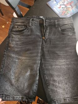 Black Denim " See You In Paradise" Shorts with Rhinestones