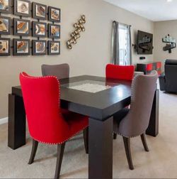 Contemporary Dining Table & Upholstered Chairs