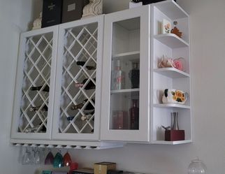 White Shaker Wood Wine cabinet set