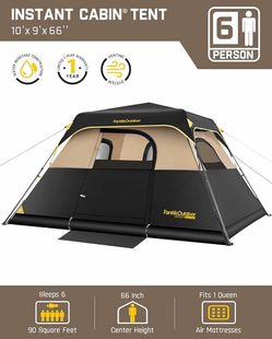 Camping Tent 6 Person Instant Cabin Tent Setup in 60 Seconds with Rainfly & Windproof Portable with Carry Bag for Family Camping & Hiking