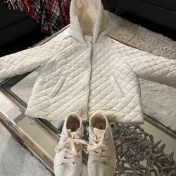 Zara Coat And Shoes Girl 4-5 Shoes 10-11