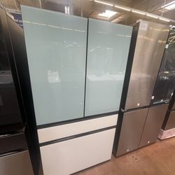 Refrigerator 4 Door Blue And White Color 36 Inch Wide Samsung Bespoke 