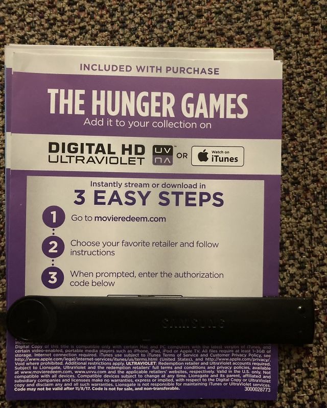 The hunger games 4K digital movie code