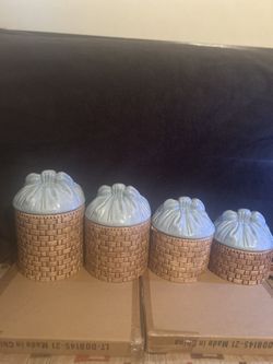 Blue Ribbon Basket Weave Canister Set 