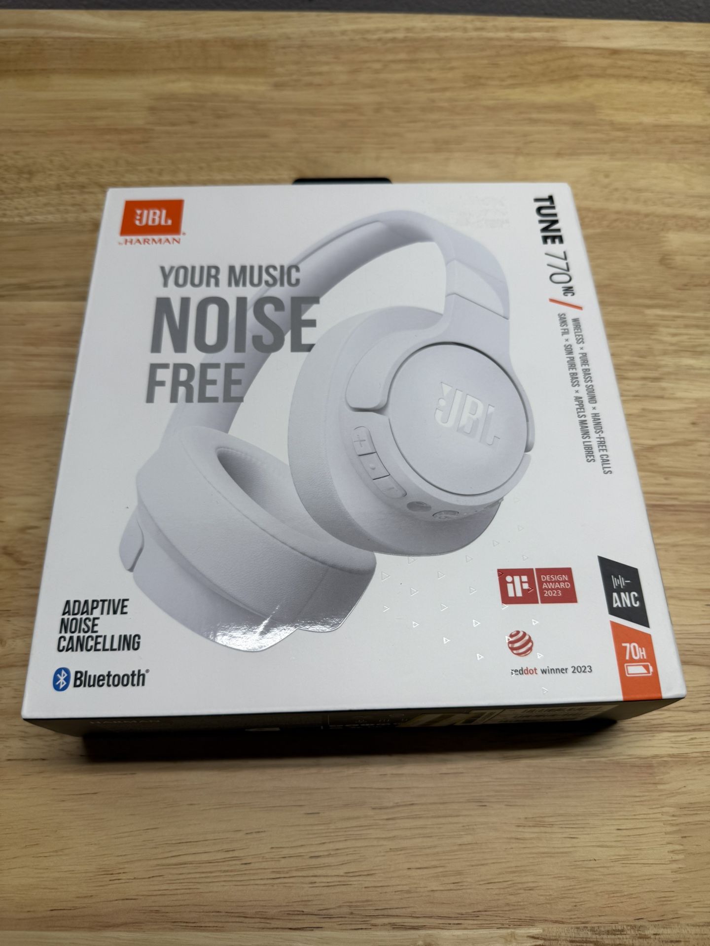 JBL Tune 770NC Bluetooth Wireless Over-Ear Headphones - White