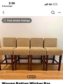 4 counter height rattan chairs