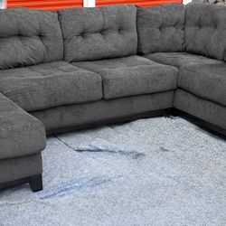 Gray Ashley Woven Wool U Shaped Sofa Sectional- DELIVERY AVAILABLE 