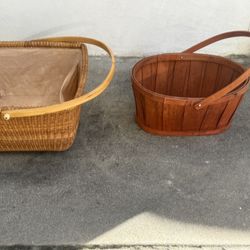 Assorted Wicker & Wooden Baskets – Great Condition 