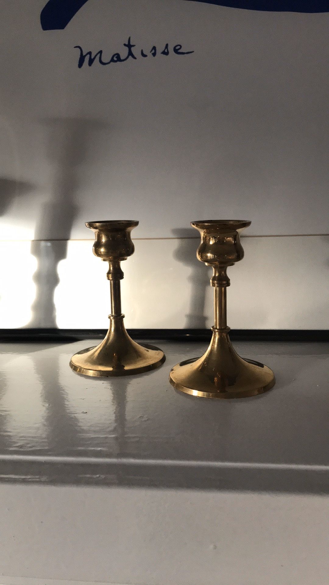 Pair of vintage brass candle holders