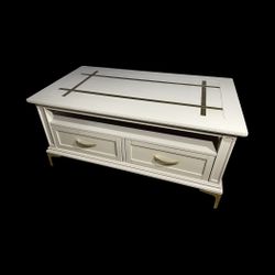 Oakwood custom refinishedTable. beige and metallic gold aesthetic 