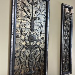 3 Piece Wall Art Divider With Crystal Lamp Sconces 