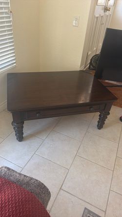Dark Wood Coffee Table with Drawers