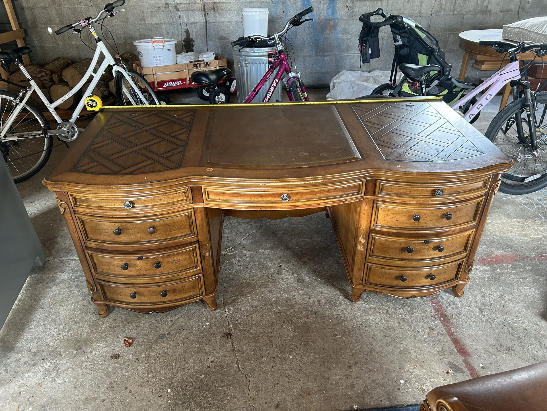 Real Oakwood executive desk, and leather executive chair