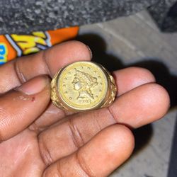 18k gold liberty head gold ring