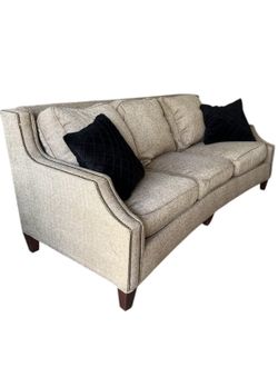 Cream 3 Seater Sofa with Nailhead Trim – Good Condition!