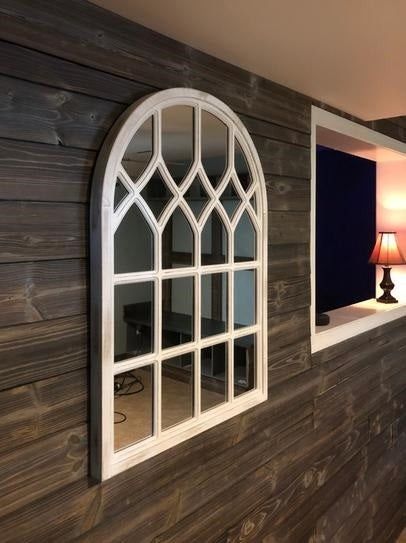 Arched Wood Window Pane Accent Mirror,All Products : American Fashion Style Bags On Sale