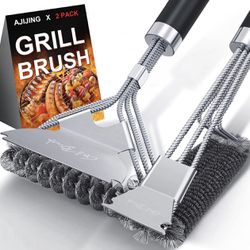 Grill Brush and Scraper,2 Pack BBQ Grill Cleaning Brush 18" Stainless Steel Wire Bristle BBQ Grill Cleaner Brush Scraper Accessories for Gas Grill Web
