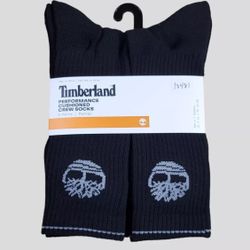 TIMBERLAND Mens Socks Crew Boot Reinforced Cushion 5 Pack Shoe Size 9-12  Black 