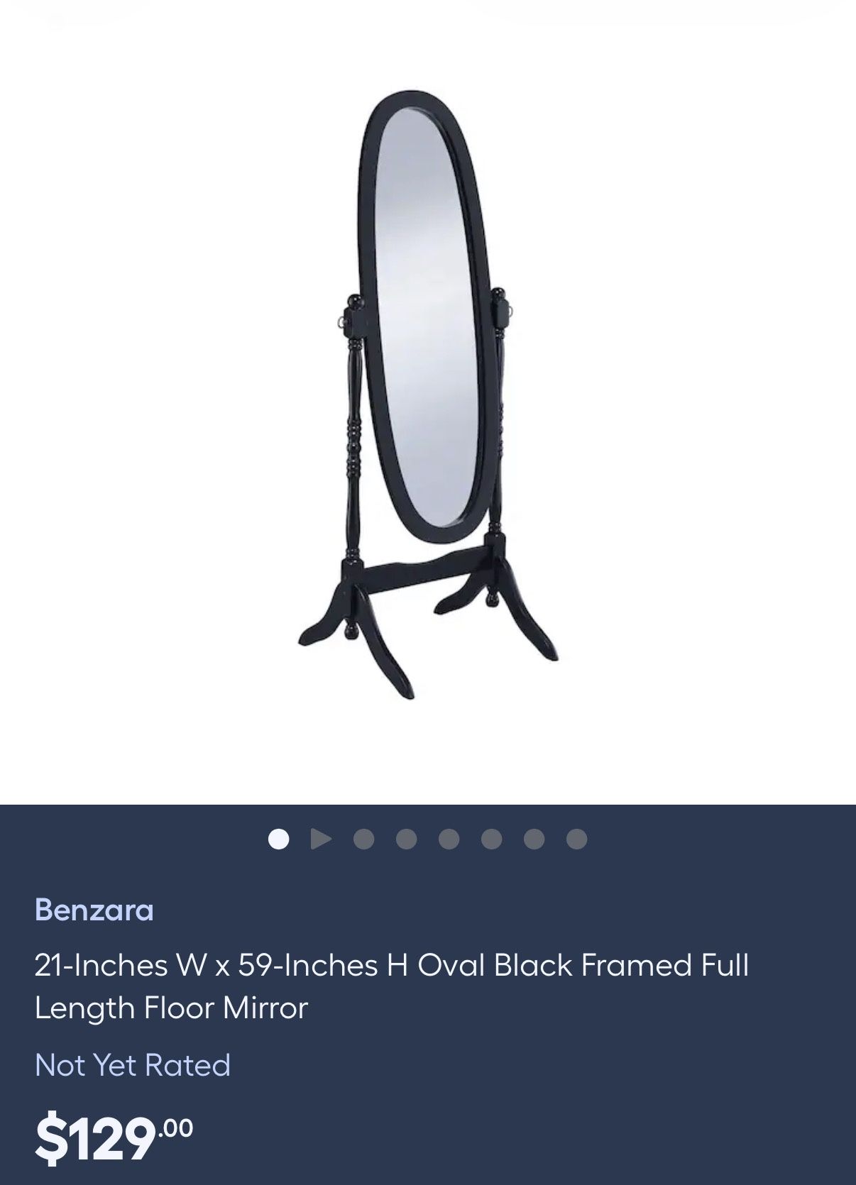 Benzara 21-Inches W x 59-Inches H Oval Black Framed Full Length Floor Mirror