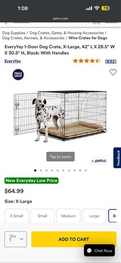 XL dog crate with mat