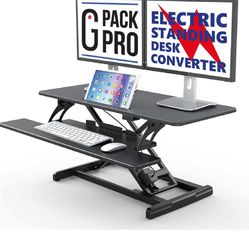 G Pack Pro Standing Desk Converter - Electric Height Adjustable Desk for Sit Stand Desk Workstation with Removable Keyword Tray and Space 