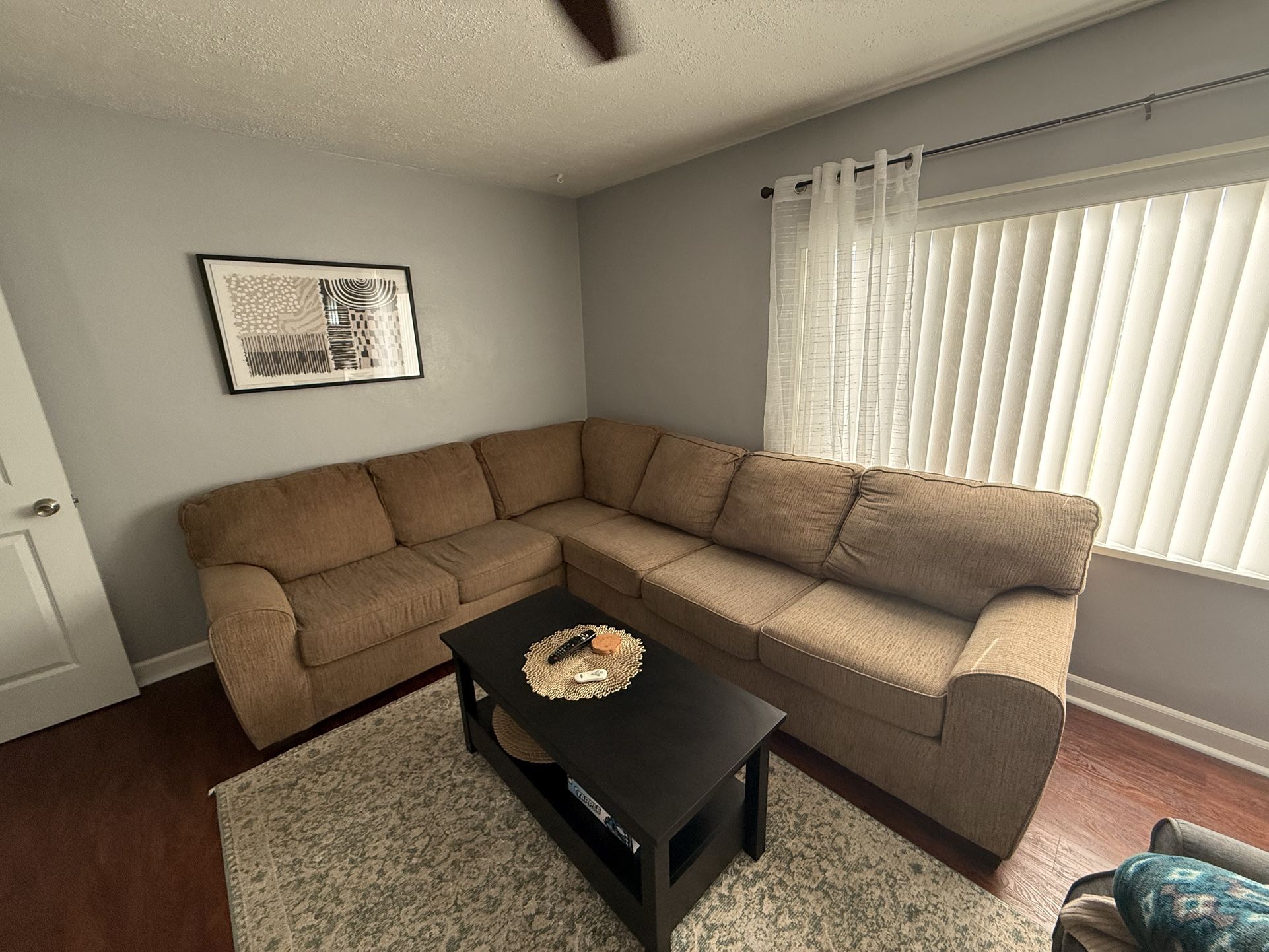 Tan Cloth Sectional Couch