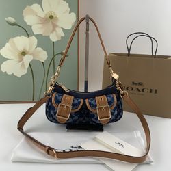 COACH new denim motorcycle underarm bag