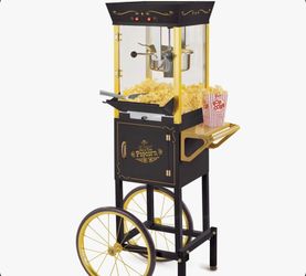 Nostalgia Vintage 8-Ounce Professional Popcorn and Concession Cart, 53 Inches Tall, Makes 32 Cups of Popcorn, Kernel Measuring Cup, Oil Measuring Spoo