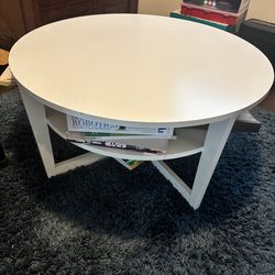 IKEA white coffee table with storage