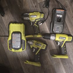 Ryobi 18V ONE+ Drill & Impact Driver Set w/ Battery + Chargers