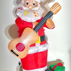 yofit Christmas Inflatable 7 FT Santa Claus with Guitar Santa with Gift Boxes