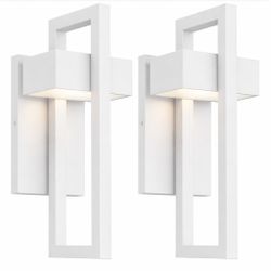 Lucky Monet 2-Light white LED Outdoor Wall Lantern Sconce (2-Pack) 