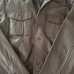 Brown Leather Mens Coat 