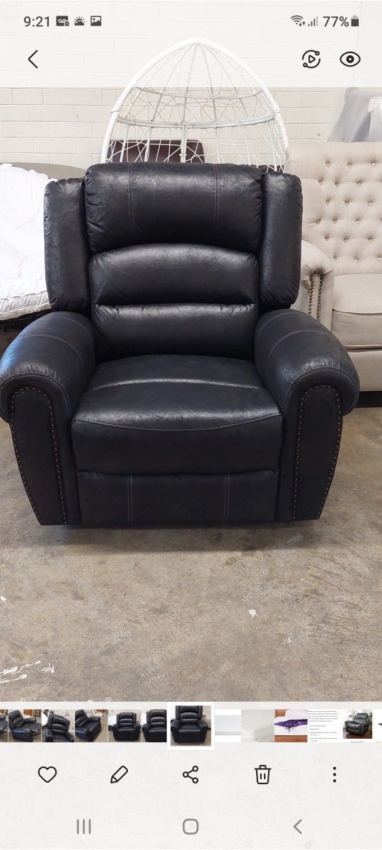New Big And Tall Recliner Chair Faux Leather Black See Pictures1
