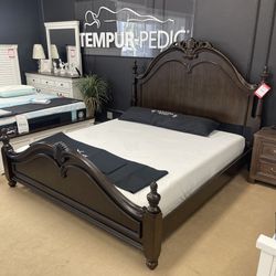 Dark Cherry King Panel Bed