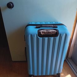 Large Aqua Blue Suitcase