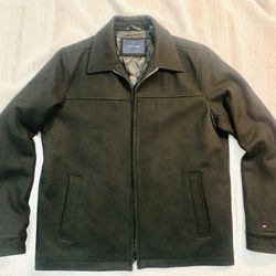 Tommy Hilfiger Men’s Size M Full Zip Blend Wool Work Wear Coat Black 