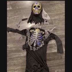Halloween Light Up Skeleton Costume Kids Size Medium