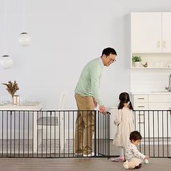 Regalo 194-Inch Super Wide Adjustable Baby Gate and Play Yard, Black, 2-in 1