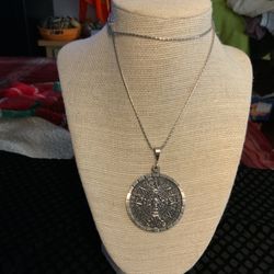 925 CHAIN and AZTEC CALENDAR Pendant