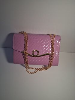 Pink Quilted Patent Crossbody Bag