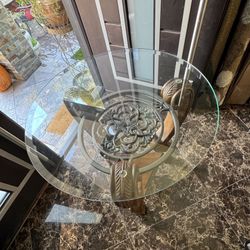 Round End Glass Top Table