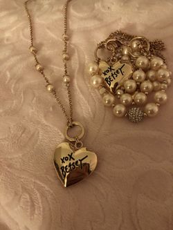 New betsey Johnson heart angel wing necklace & bracelet set