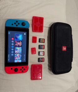Nintendo Switch Bundle With 4 Games, Joy-Cons & Carrying Case & Docking Station