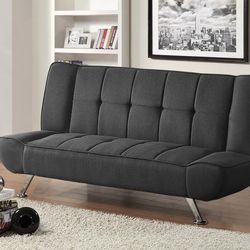 Grey Klik-Klak Linen Like Fabric Couch Sofa Futon Sofa Bed